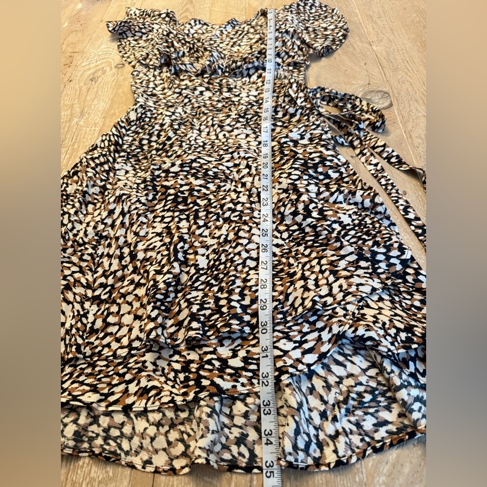 Free People French Quarter Black & Cream Floral-Print Mini Wrap Dress S - Picture 4 of 10